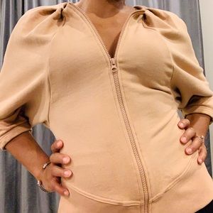 Jersey Knit Zip-Up Sweater